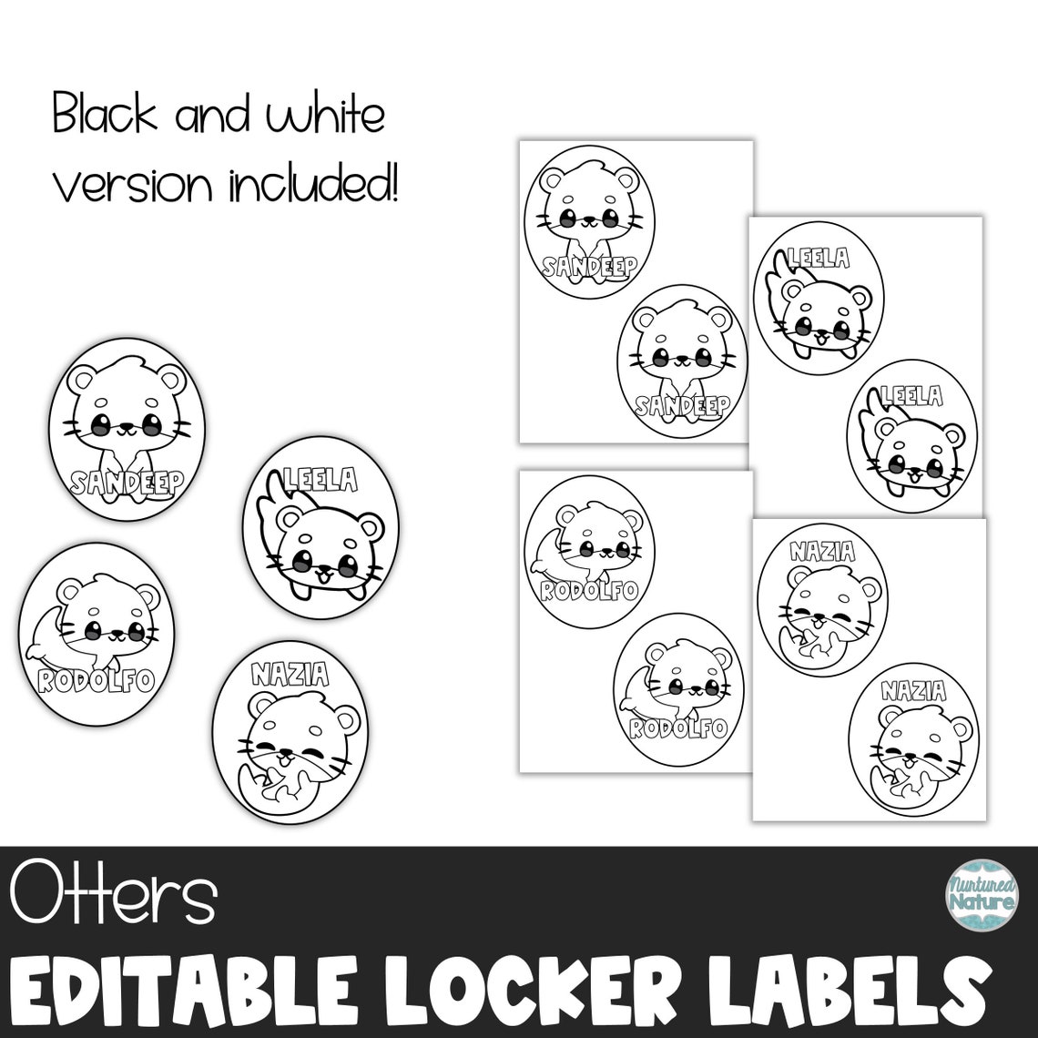 Cubby Tags, Otter Theme, Locker Label Set, Editable Locker Labels ...