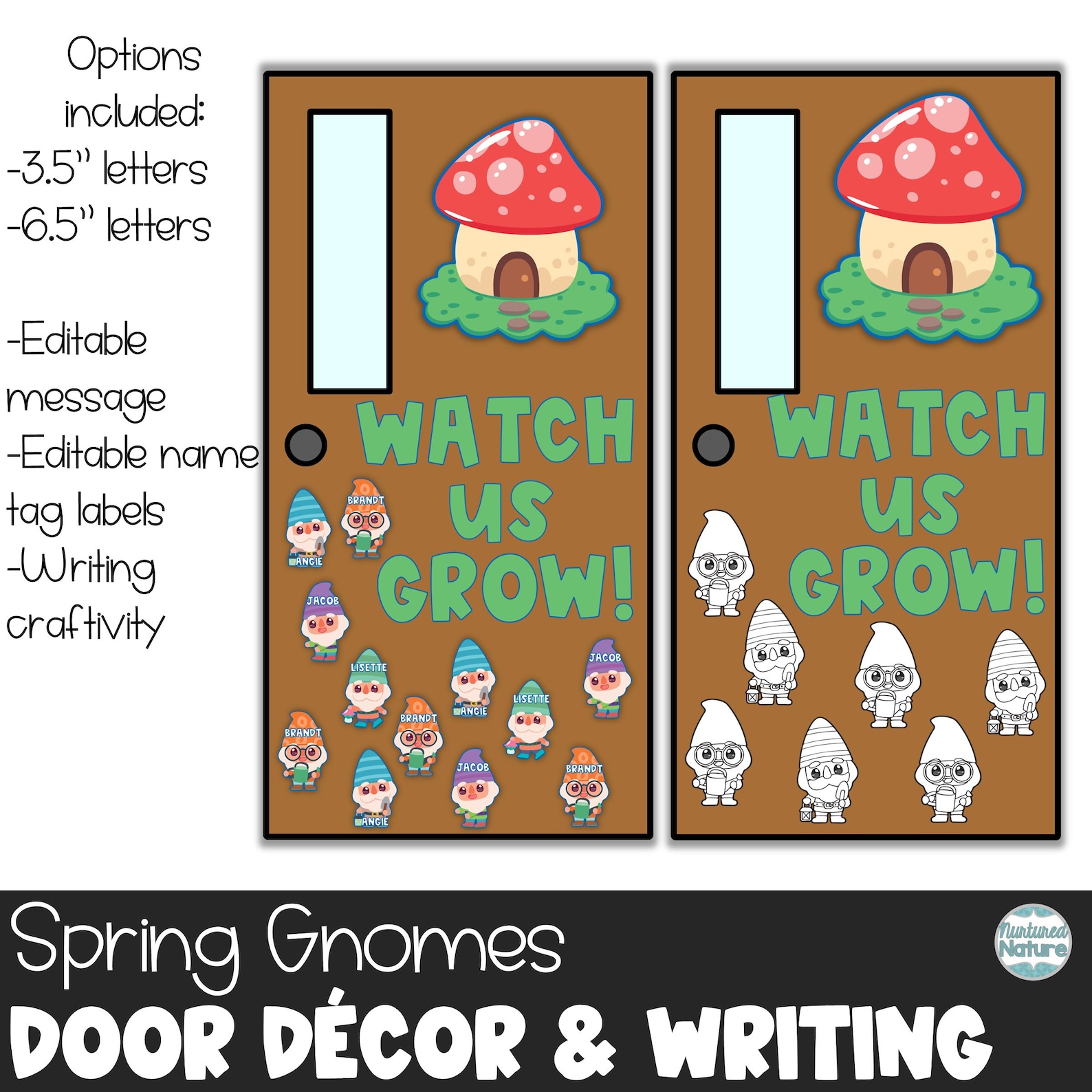 Spring Classroom Door Decor, Gnomes for Spring, Bulletin Board Kit ...