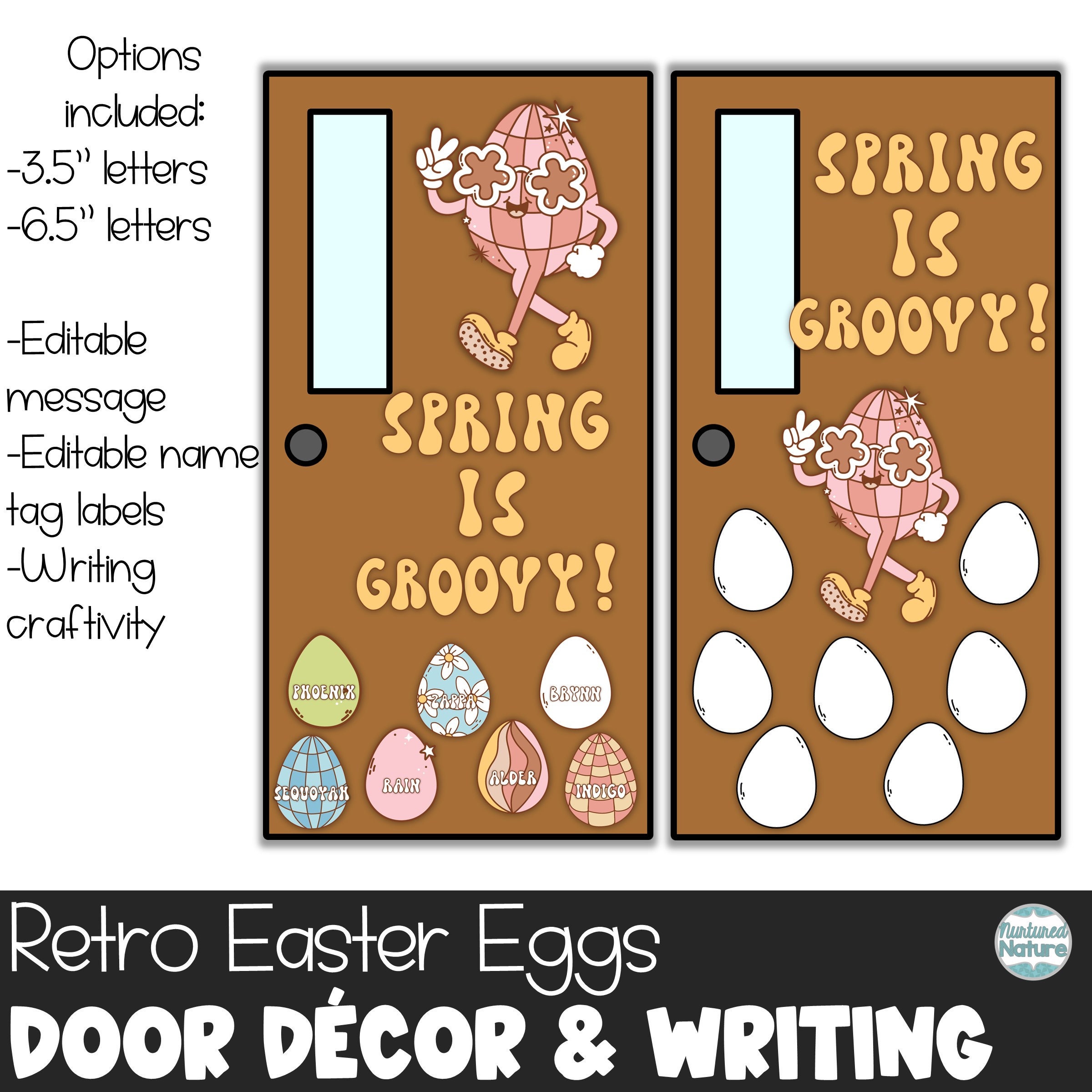 Easter Door Decor for Classroom, Retro Classroom Decor Bundle, Easter  Bulletin Board Kit, Spring Bulletin Board Letters, Editable Name Tags - Etsy, image size:2400x2400