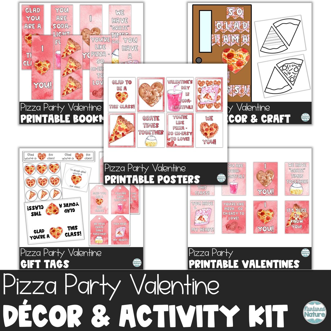 Valentines Day Party Printables Pizza Party Kit for Kids Etsy