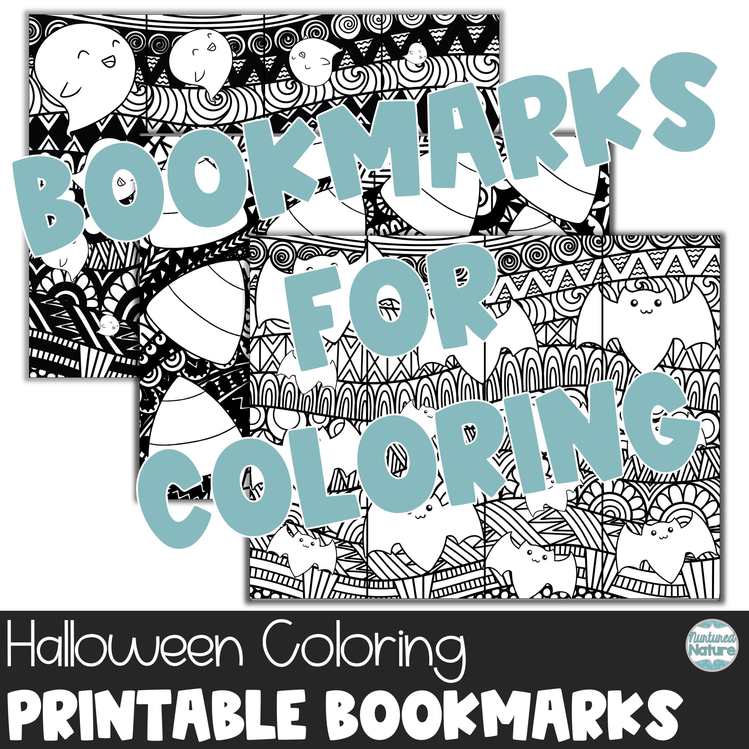 Halloween coloring bookmarks, zentangle coloring pages, fall…