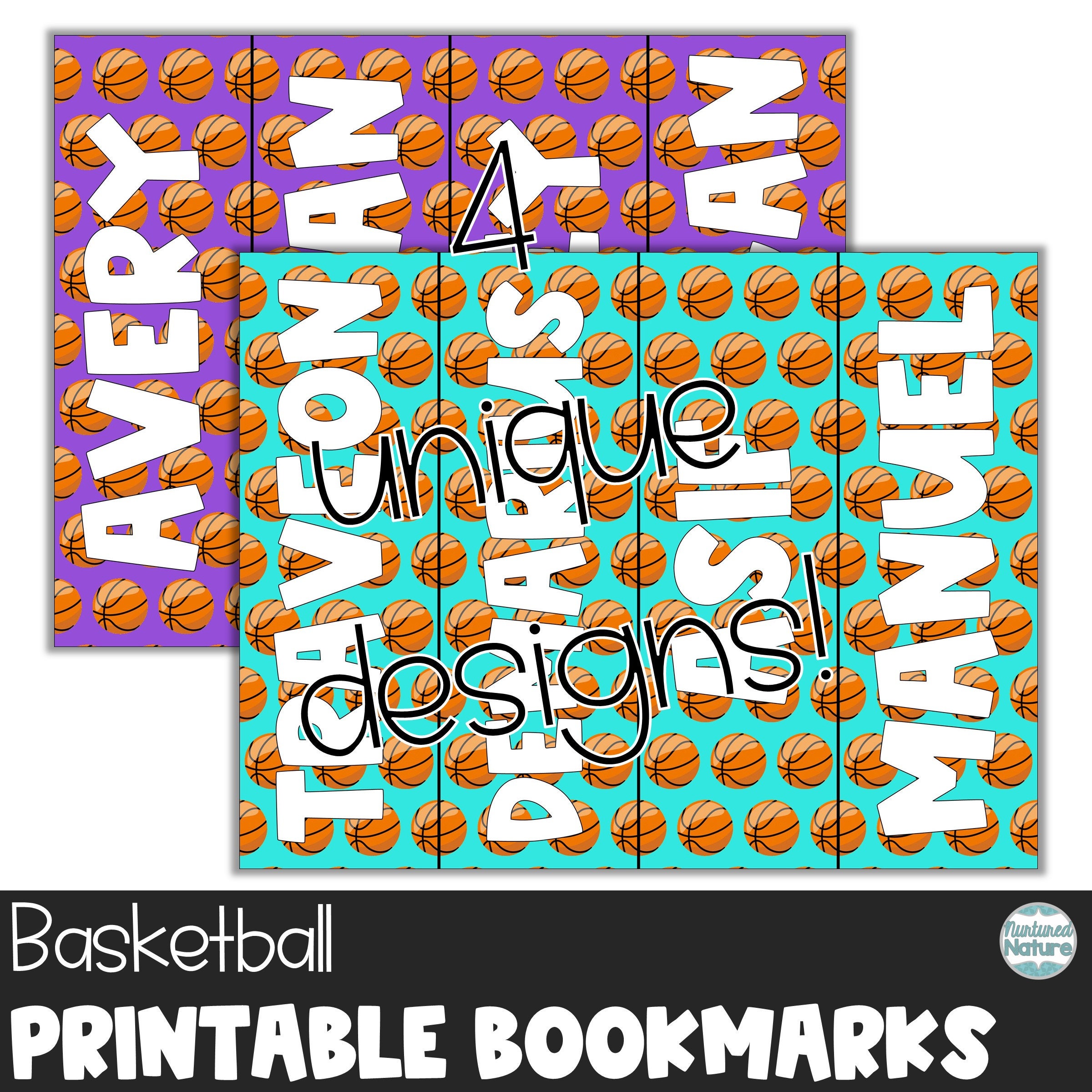 Editable Name Bookmarks, Basketball Party Favors, Bookmarks for Boys ...