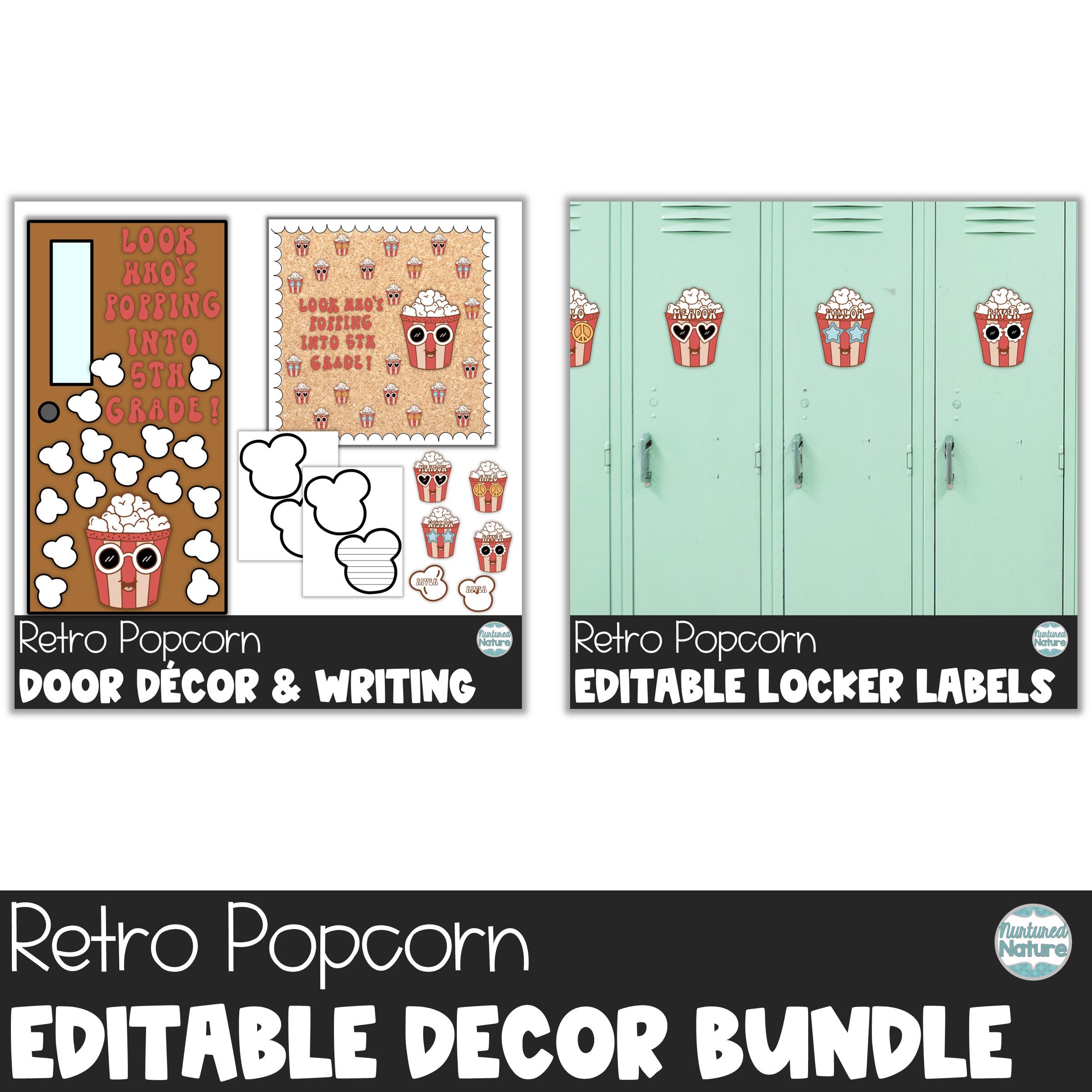 Back to School Classroom Decor Bundle, Retro Popcorn Bucket Printable ...