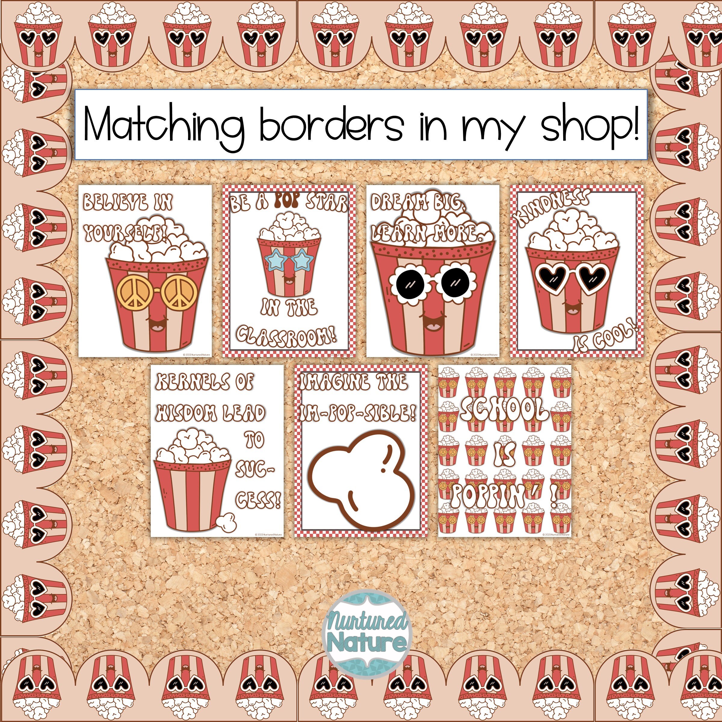 Retro Back to School Bulletin Board, Retro Classroom Decor, Popcorn ...