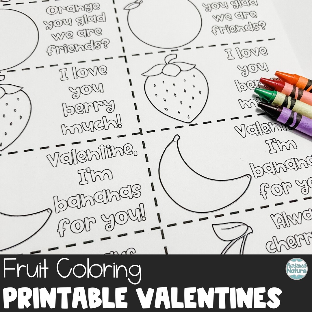 Fruit Puns Coloring Valentine Puns Valentines Coloring Sheet Etsy