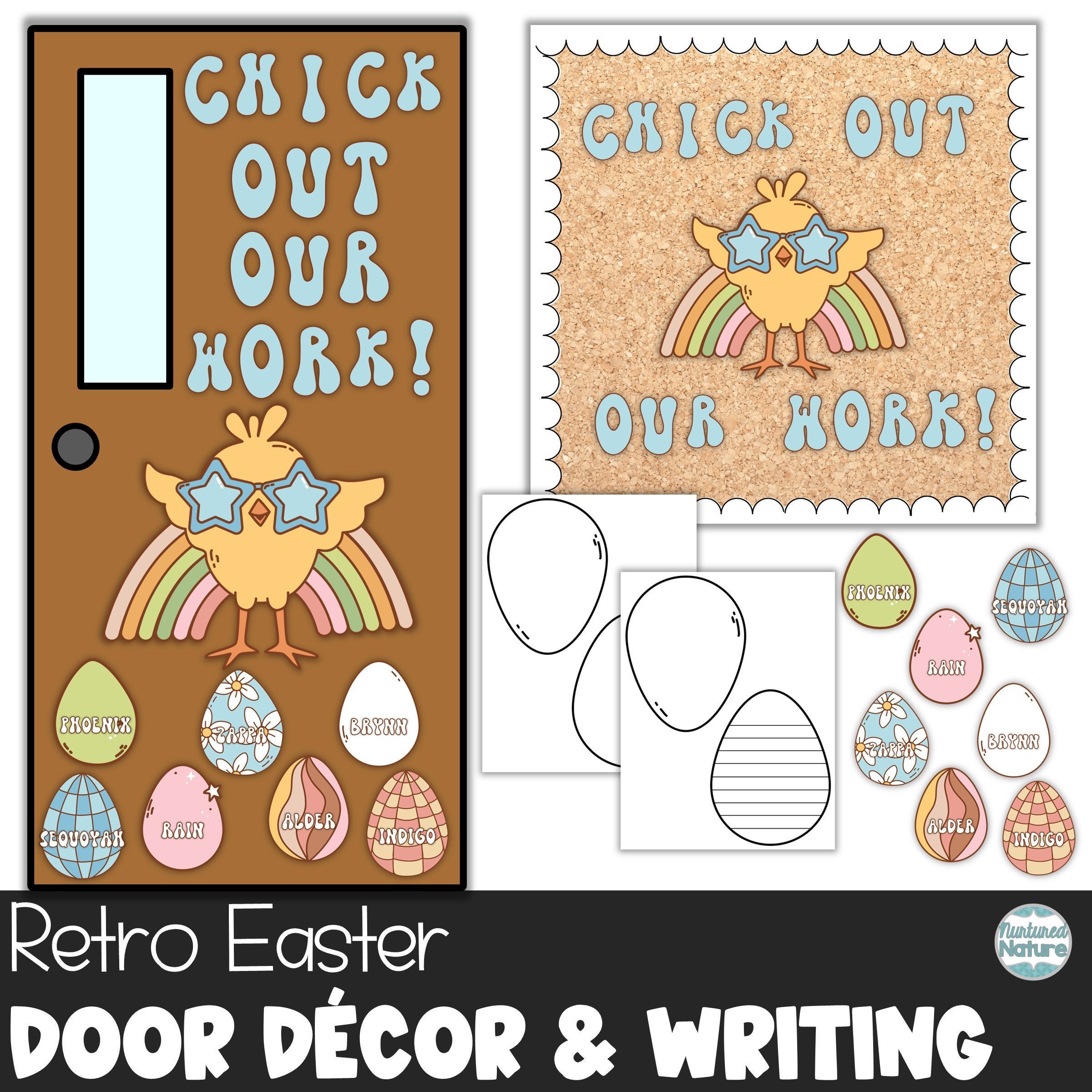 Ostern Pinnwand-Dekoration Set – Mit Eiern, Hasen & Bordüren, Für Klassenzimmer, Party & Home