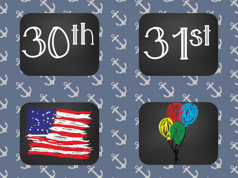 Deluxe Chalkboard Classroom Calendar Kit 12 Nautical Etsy