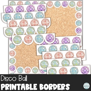 Disco ball bulletin boards, groovy classroom decor, bulletin border printable, back to school bulletin board trim, retro theme classroom