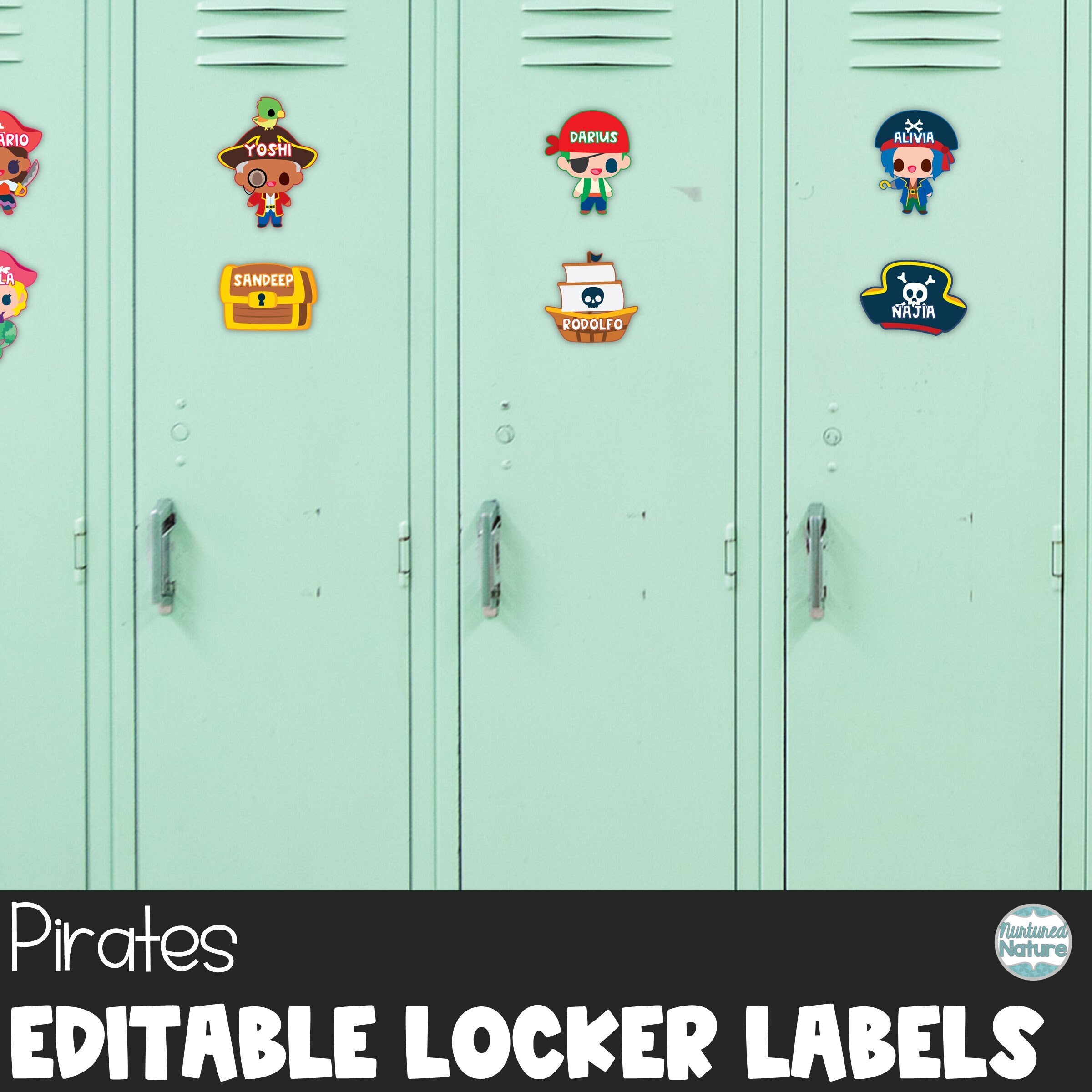 Editable name tags for school, pirate printable, cubby tags, locker labels for classroom, ra door tags, pirate classroom decor