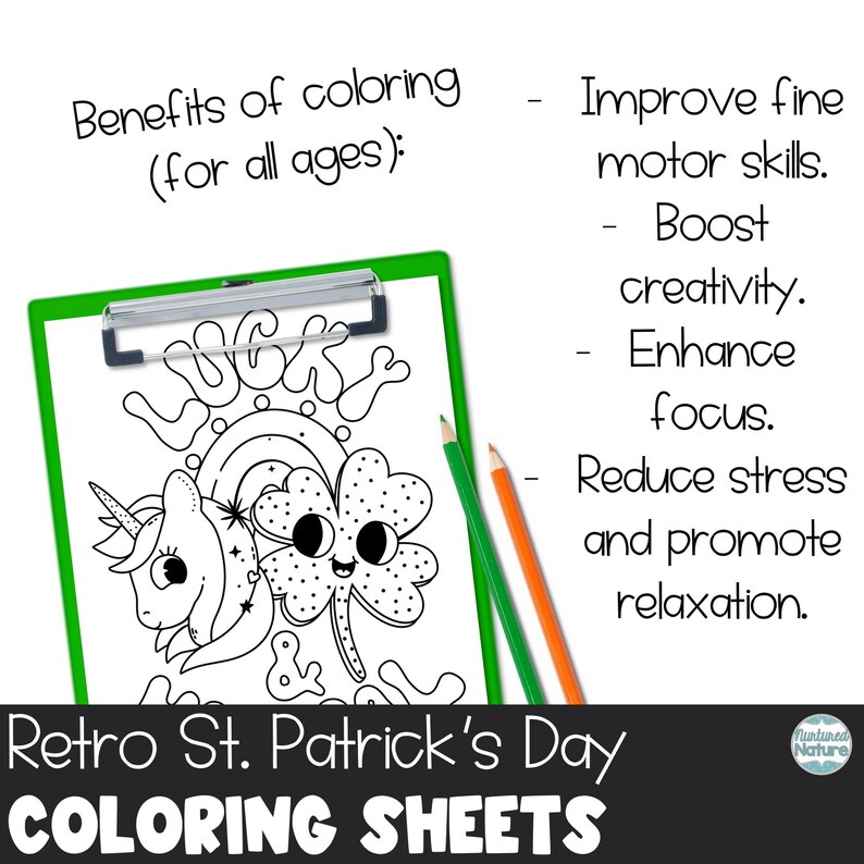 St Patricks Day Coloring Pages for Kids, Retro Coloring Pages Printable ...