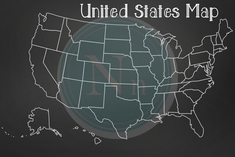 Chalkboard Classroom United States Map Poster Printable up to Etsy