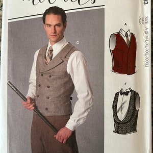McCalls M8133 Male Edwardian Vest sizes Small to 3X Large