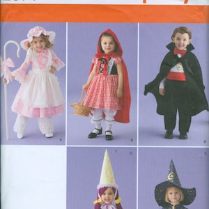 Simplicity 2571 Child Toddler Halloween Costume  / Pattern Bo Peep /  Vampire / Red Riding Hood / Witch, Princess