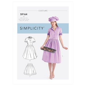 Simplicity S9164 T10646 50&#39;s Waitress Afternoon Dress Halloween Costume