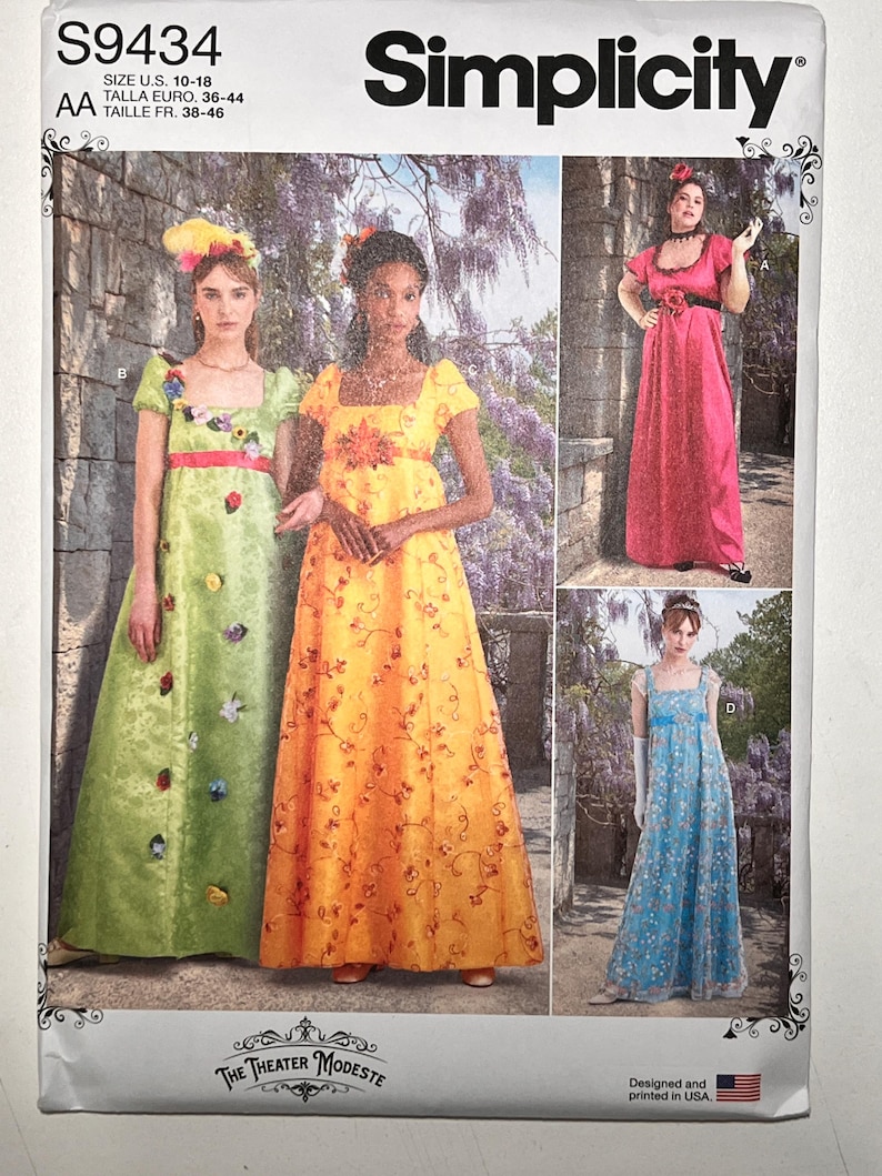 Simplicity Regency Pattern Simplicity S9434 Regency Empire Dress Empire Waist Costume Misses Sizes ...