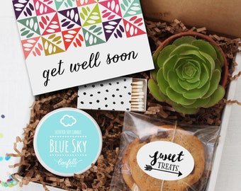 Get Well Soon Gift Box - Get Well Gift | Get Well Card | Succulent Gift | Thinking of you Gift