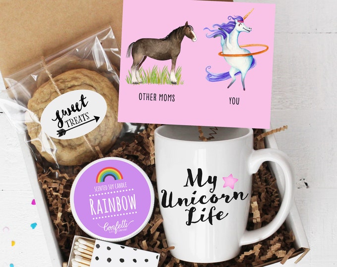 Gift For Mom - Unicorn Gift | My Unicorn Life | New Mom Gift  | Gift For Her | Rainbow Candle | Thinking of You | Mom Thank You |
