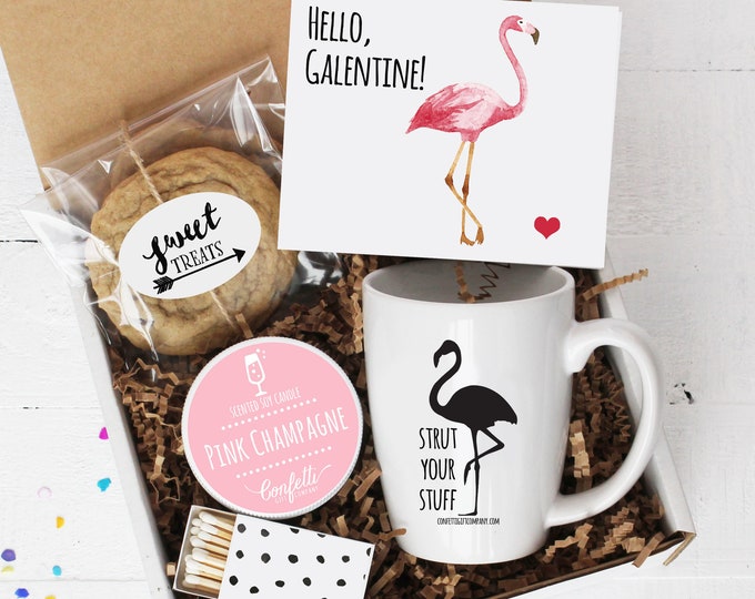 Hello Galentine Gift Box | Besties Gift | Flamingo Gift | Friend Gift | Valentine's Day Gift | Thinking of You Gift | Flamingo Valentine