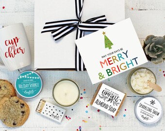 Christmas Gift Box - The Works | May Your Days Be Merry and Bright Gift Box |  Spa Gift Set | Holiday Gift  | Send a Gift | Cup of Cheer