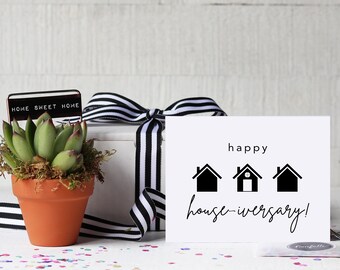 Happy House-iversary Succulent Gift - House Anniversary Gift | Small Gift | Realtor Gift | New Home Gift | Yearly Realtor Gift | Lender Gift
