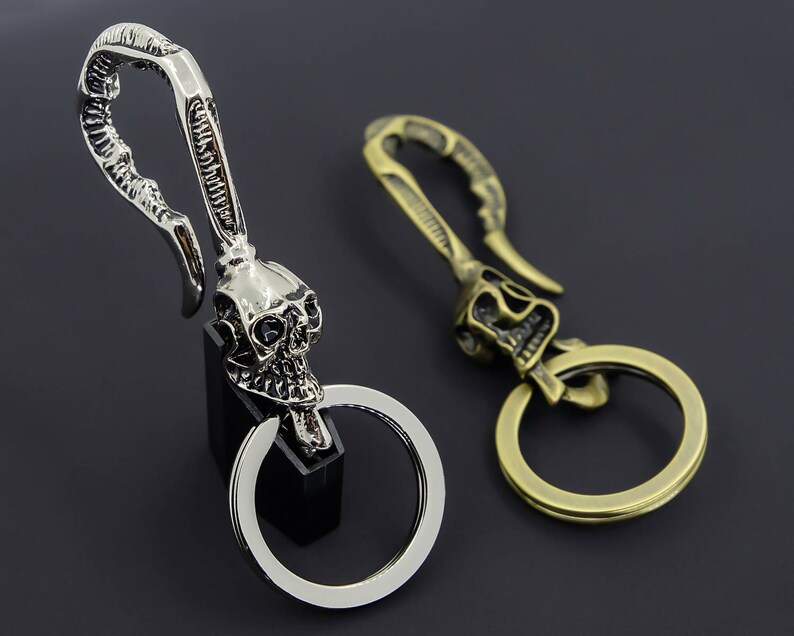 Chrome Plated Brass Belt U Hook Keychain Key Ring Wallet Biker Vintage Fob Clip