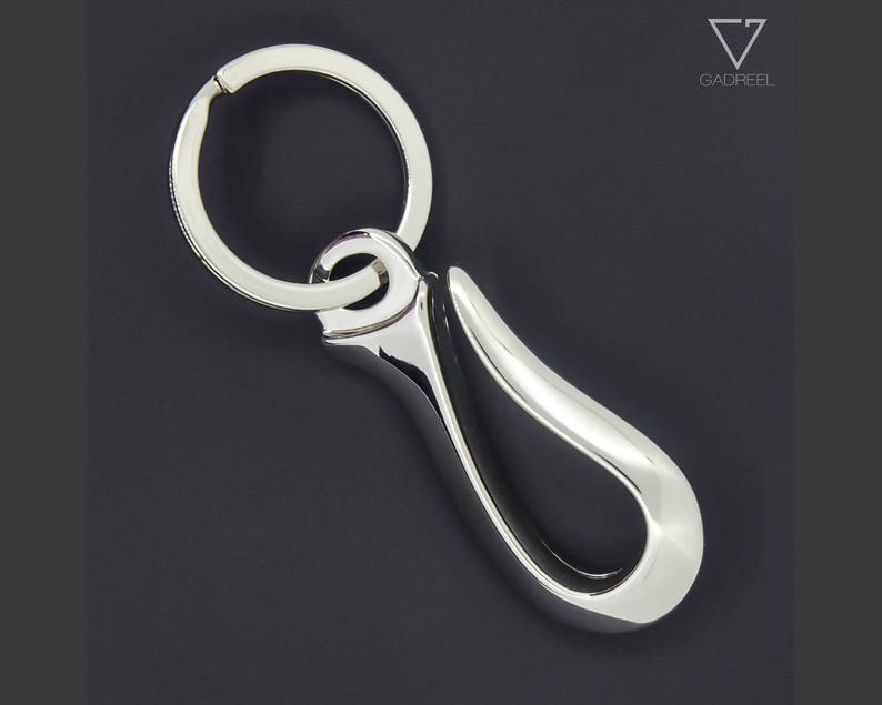 Chrome Plated Brass Belt U Hook Keychain Key Ring Wallet Snap Vintage Fob Clip