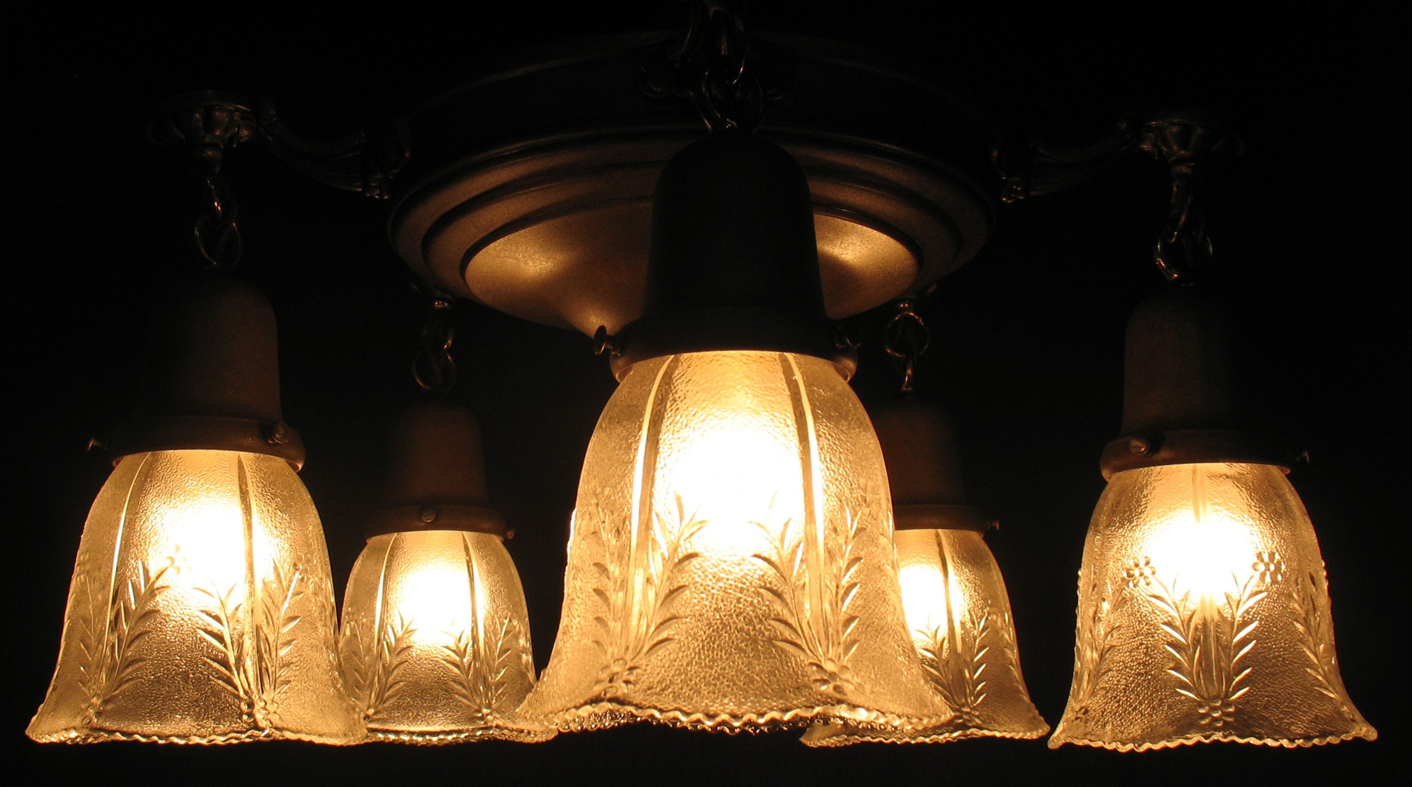 Antique Lighting Fixture Early 1900s Five Light Etsy Canada