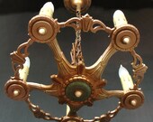 Antique Lighting antique light fixture 1920s original finish cast iron five light bare bulb candle style chandelier