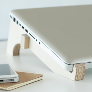 Portable computer stand that offers ergonomics, ventilation and stability in a lightweight and easy-to-carry design DEBEAM