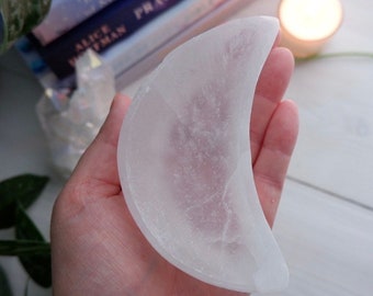 Selenite Moon Bowl, Trinket Bowl, Crystal Bowl, Cresent Moon Bowl