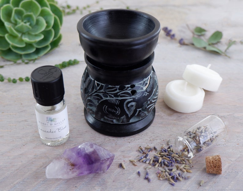 Oil Burner and Healing Crystals. Gift Set. Essential Oils. Etsy