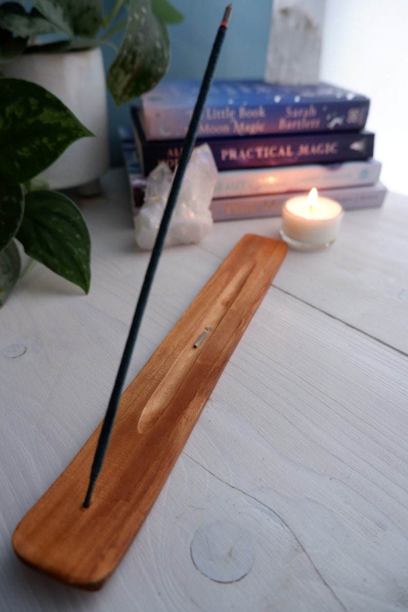 Wooden Incense Holder, Mango Wood Ash Catcher, with Incense Sticks, Fair Trade, Meditation Tools, Incense Burner image 5