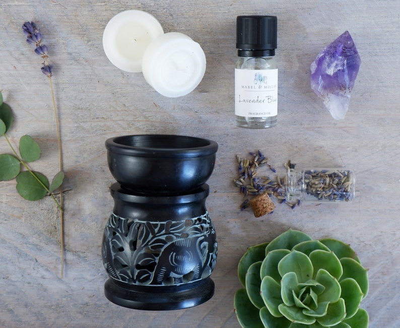 Oil Burner and Healing Crystals. Gift Set. Essential Oils. Etsy