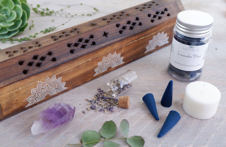Incense and Healing Crystals Gift Set. Incense Cones or Etsy