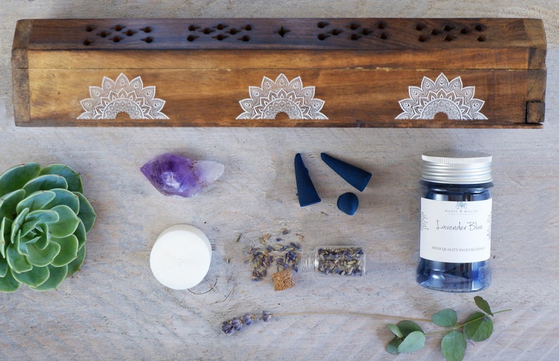 Incense and Healing Crystals Gift Set. Incense Cones or Etsy