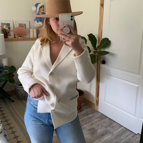 cream sweater blazer