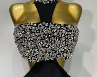Customize Black Diamond Backless Bodycon Bandage Design