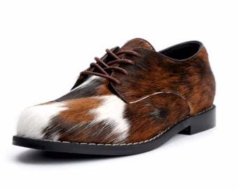 Customize Men Lace up Real Calf Hair Oxford Shoe Design