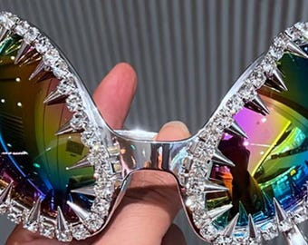 Customize Diamond Oval Silver Sunglass Design