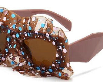 Customize Brown Wide Lace Sunglass Design