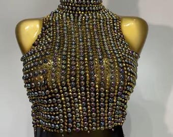 Customize Women Rhinestone Flower See Through Long Dress Design