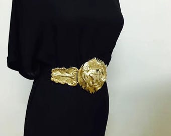 Customize Gold Lion Stretch Belt Design