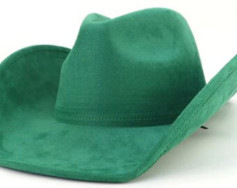 Customize Green Roll Brim Suede Fedora Hat Design