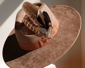 Customize Men Different Shade w/Feathers Fedora Hat