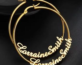 Customize Name Stainless Steel Hoop Earrings Design