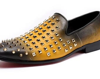 Customize Men Ombre Yellow Spike Shoe Design