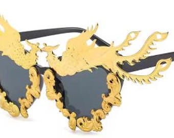 Customize Unisex Black-Gold Dragon Sunglass Design