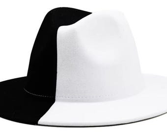 Customize Unisex Half Black/White Fedora Hat Design