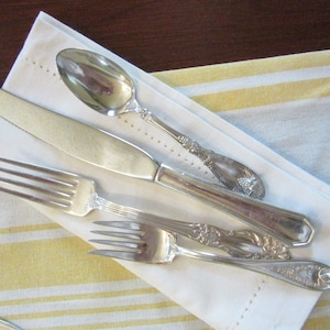 Set of 4 Mixed Vintage Hotel Flatware Silverplated Salad Knife Fork Teaspoon