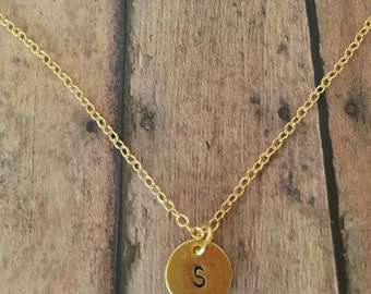 14k Gold Filled Initial Necklace,Hand Stamped Custom Necklace,Letter Dainty necklace,Personalized Necklace,Gift for her,Personalized Gift